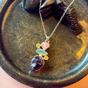 SILPADA stunning natural stone and Sterling silver pendant necklace.